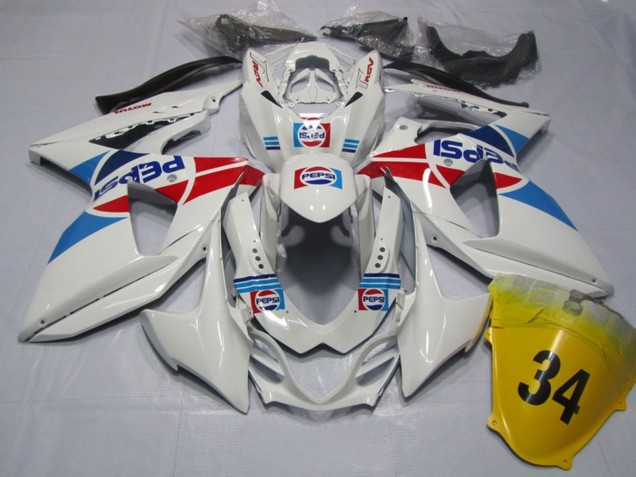 Billige Suzuki GSXR 1000 Motorrad Verkleidung 2009-2016 - Weiss Blau Rot Pepsi 34