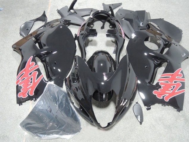 Billige Suzuki GSXR 1300 Hayabusa Motorrad Verkleidung 1996-2007 - Glanzendes Schwarz Rot Aufkleber