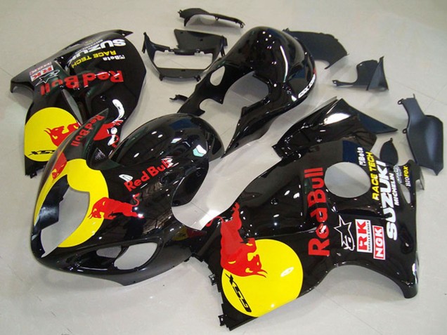Billige Suzuki GSXR 1300 Hayabusa Motorrad Verkleidung 1996-2007 - Glanzendes Schwarz Gelb Red Bull