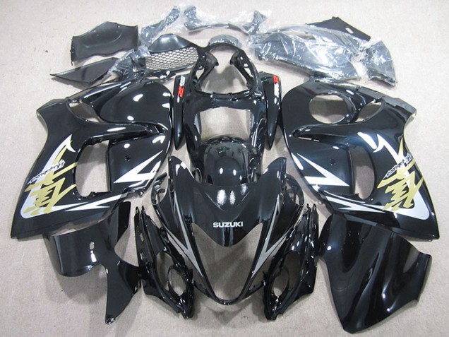 Billige Suzuki GSXR 1300 Hayabusa Motorrad Verkleidung 2008-2020 - Glanzendes Schwarz Weiss Gold Aufkleber