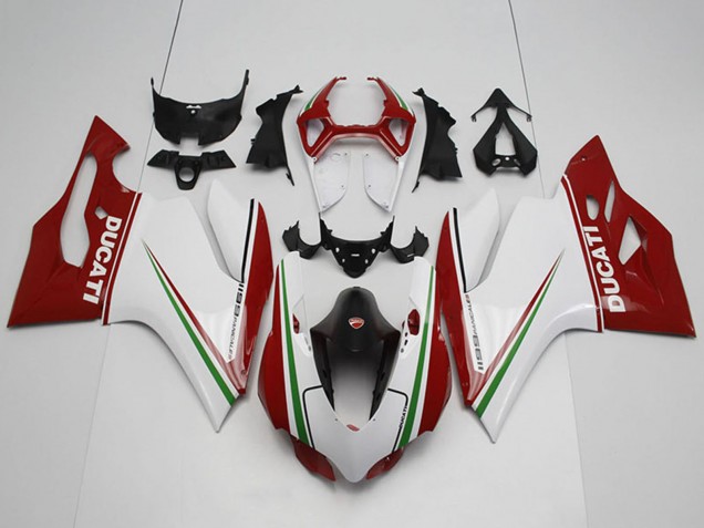 Billige Ducati 1199 Motorrad Verkleidung 2011-2014 - Weiss Rot Schwarz Grun