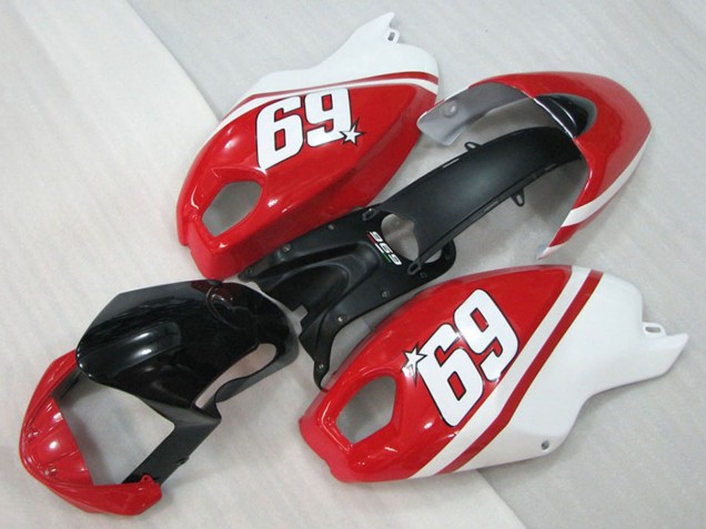 Billige Ducati Monster 696 Motorrad Verkleidung 2008-2012 - Weiss Rot Glanzendes Schwarz 69
