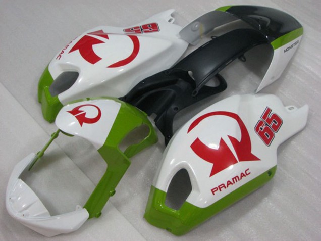 Billige Ducati Monster 696 Motorrad Verkleidung 2008-2012 - Weiss Grun Rot Pramac 65