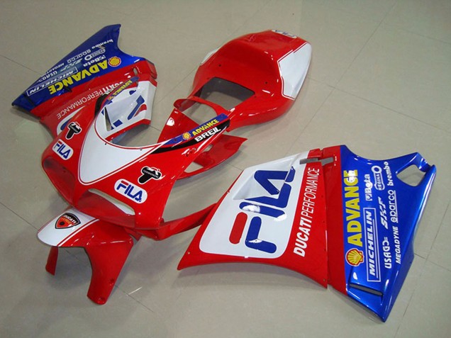 Billige Ducati 748 Motorrad Verkleidung 1993-2005 - Weiss Rot Blau Fila