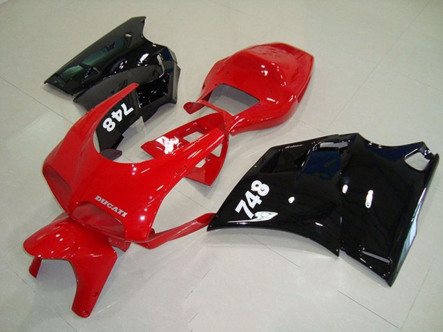 Billige Ducati 748 Motorrad Verkleidung 1993-2005 - Rot Glanzendes Schwarz