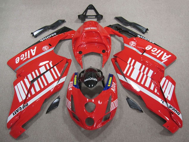 Billige Ducati 749 999 Motorrad Verkleidung 2005-2006 - Rot Weiss Glanzendes Schwarz Alice Sundisk