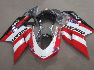 Billige Ducati 1098 Motorrad Verkleidung 2007-2014 - Rot Weiss Schwarz Generali Tim