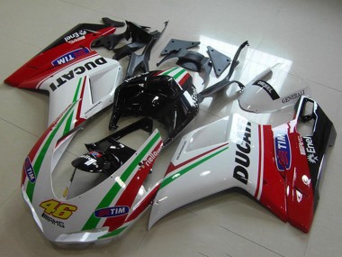 Billige Ducati 1098 Motorrad Verkleidung 2007-2014 - Rot Weiss Schwarz Grun Tim 46