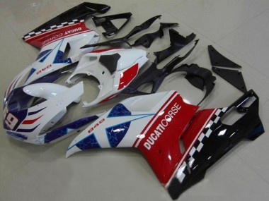 Billige Ducati 1098 Motorrad Verkleidung 2007-2014 - Weiss Rot Schwarz Blau Corse 69