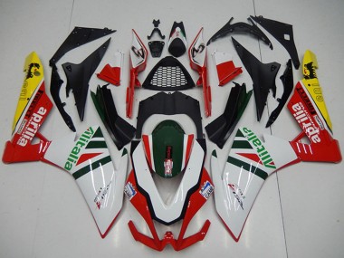 Billige Aprilia RSV4 1000 Motorrad Verkleidung 2009-2015 - Weiss Rot Grun Gelb Schwarz Alitalia