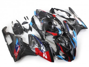 Billige BMW S1000RR Motorrad Verkleidung 2015-2016 - Blau Rot Carbonfaser