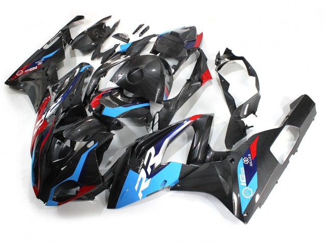 Billige BMW S1000RR Motorrad Verkleidung 2015-2016 - Blau Rot Carbonfaser