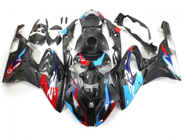 Billige BMW S1000RR Motorrad Verkleidung 2015-2016 - Blau Rot Carbonfaser