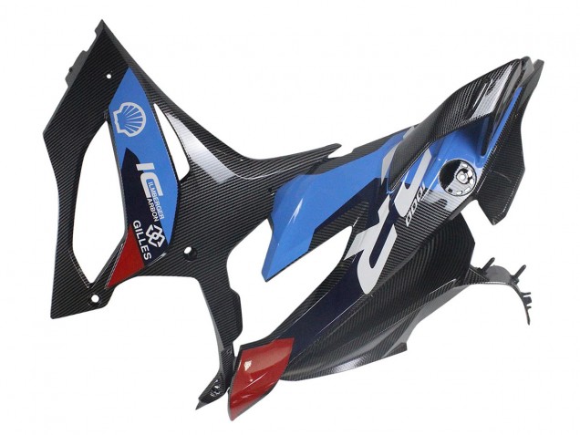Billige BMW S1000RR Motorrad Verkleidung 2023-2024 - Blau Rot Carbonfaser