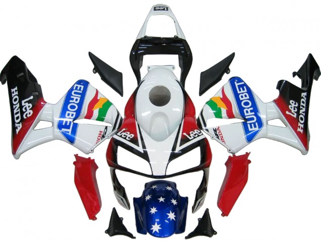 Billige Honda CBR600RR Motorrad Verkleidung 2003-2004 - Weiss Rot Blau Glanzendes Schwarz EuroBet