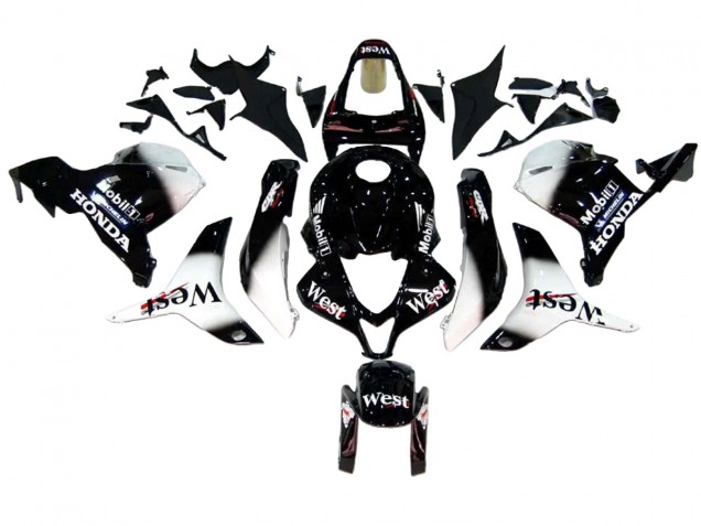 Billige Honda CBR600RR Motorrad Verkleidung 2009-2012 - Glanzendes Schwarz Weiss West
