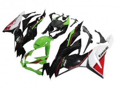 Billige Kawasaki ZX6R Motorrad Verkleidung 2019-2022 - Grun Glanzendes Schwarz Weiss Rot