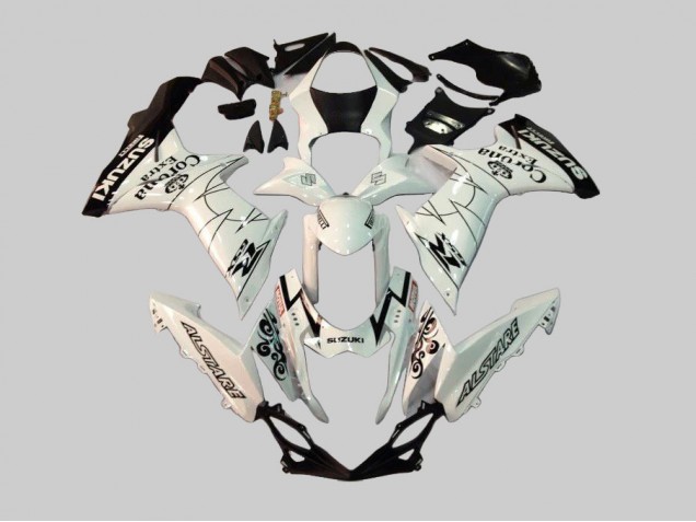 Billige Suzuki GSXR 600/750 Motorrad Verkleidung 2011-2024 - Weiss Schwarz Alstare Corona Extra Motul