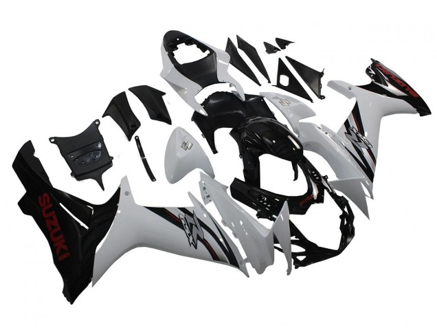 Billige Suzuki GSXR 600/750 Motorrad Verkleidung 2011-2024 - Weiss Glanzendes Schwarz