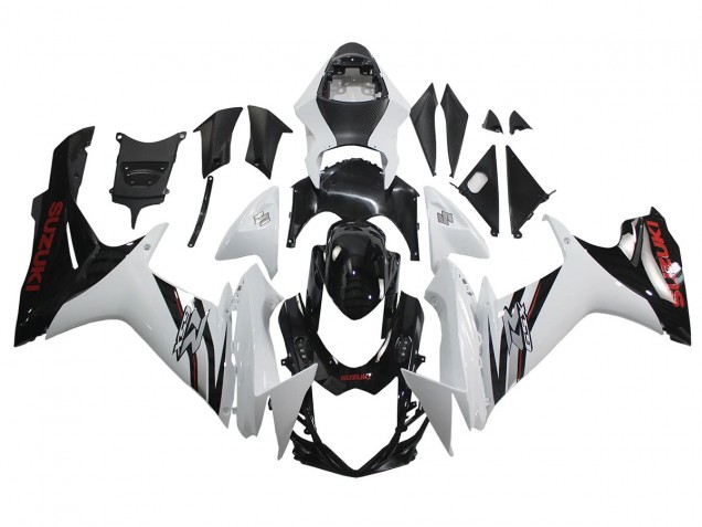 Billige Suzuki GSXR 600/750 Motorrad Verkleidung 2011-2024 - Weiss Glanzendes Schwarz