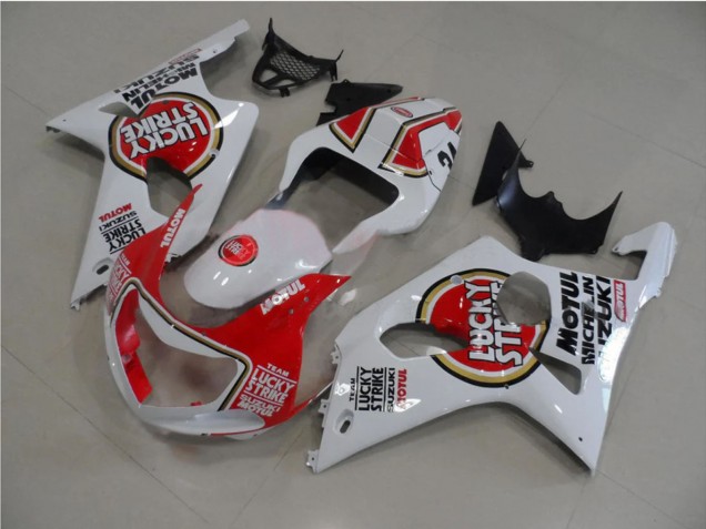 Billige Suzuki GSXR 1000 Motorrad Verkleidung 2000-2002 - Weiss Rot Lucky Strike