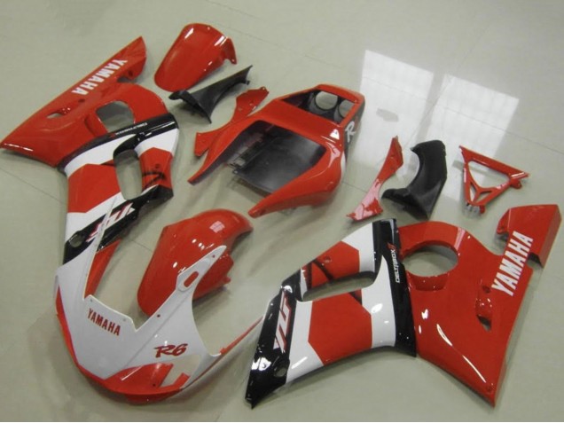 Billige Yamaha YZF R6 Motorrad Verkleidung 1998-2002 - Rot Weiss Glanzendes Schwarz
