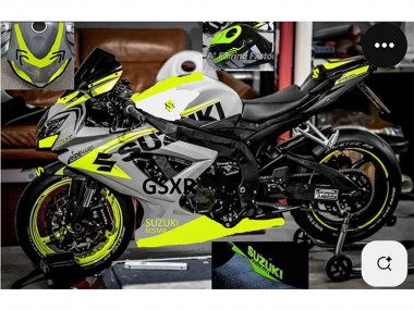 Billige Suzuki GSXR 750 Motorrad Verkleidung 2004-2005 - Grau Zitrone Grun Schwarz