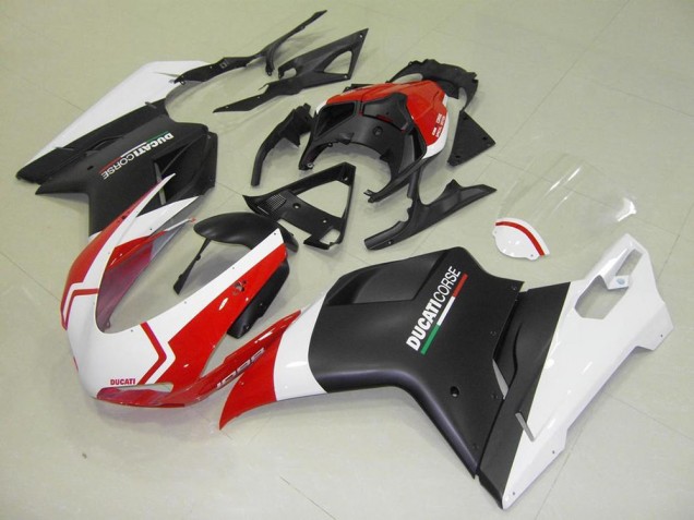 Matt Schwarz Weiß Rot Ducati 848 1098 1198 2007-2014 Motorrad Verkleidungen Matt Schwarz Weiß Rot Ducati 848 1098 1198 2007-2014 Motorrad Verkleidungen