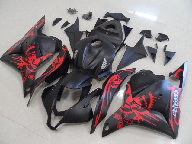 Matt Schwarz mit rotem Totenkopf Honda CBR 600 RR 2009-2012 Motorrad Verkleidungen Matt Schwarz mit rotem Totenkopf Honda CBR 600 RR 2009-2012 Motorrad Verkleidungen