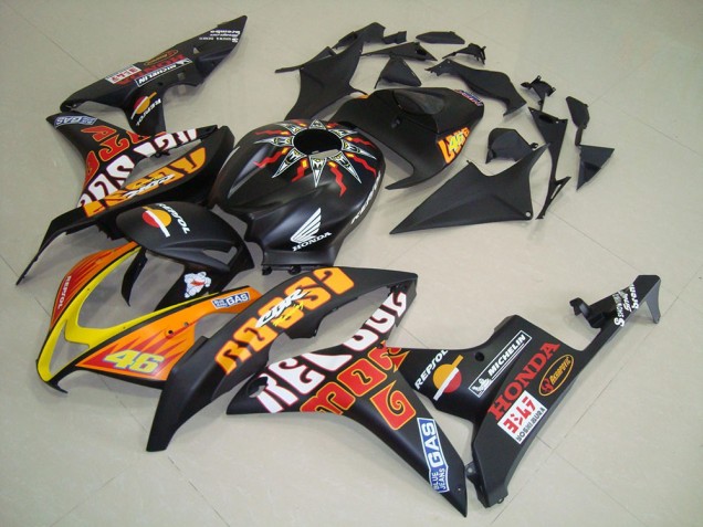 Matt Schwarzer Rossi Honda CBR 600 RR 2007-2008 Motorrad Verkleidungen Matt Schwarzer Rossi Honda CBR 600 RR 2007-2008 Motorrad Verkleidungen