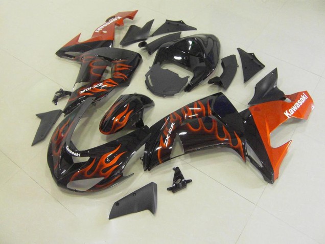Orange Flamme Kawasaki ZX10R 2006-2007 Motorrad Verkleidungen Orange Flamme Kawasaki ZX10R 2006-2007 Motorrad Verkleidungen