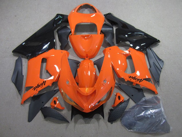 Orange Schwarz Ninja Kawasaki ZX6R 2005-2006 Motorrad Vollverkleidung Orange Schwarz Ninja Kawasaki ZX6R 2005-2006 Motorrad Vollverkleidung