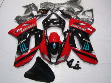 Rot Schwarz Monster Kawasaki ZX6R 2007-2008 Motorrad Verkleidungen