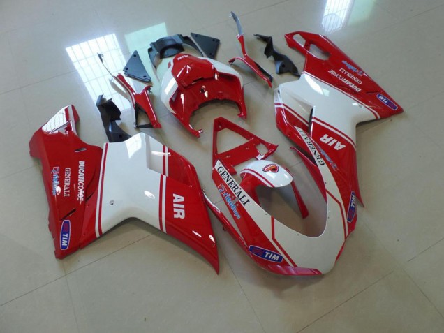 Rot Weiß Air Ducati 848 1098 1198 2007-2014 Motorrad Verkleidungen Rot Weiß Air Ducati 848 1098 1198 2007-2014 Motorrad Verkleidungen