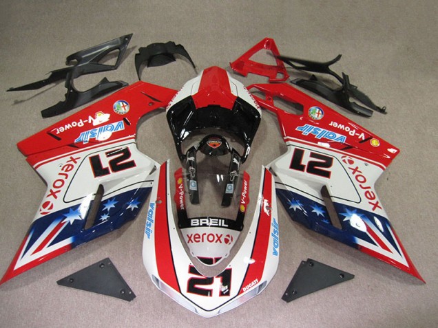 Rot Weiß Breil Xerox 21 Ducati 1098 2007-2014 Motorrad Verkleidungen Rot Weiß Breil Xerox 21 Ducati 1098 2007-2014 Motorrad Verkleidungen