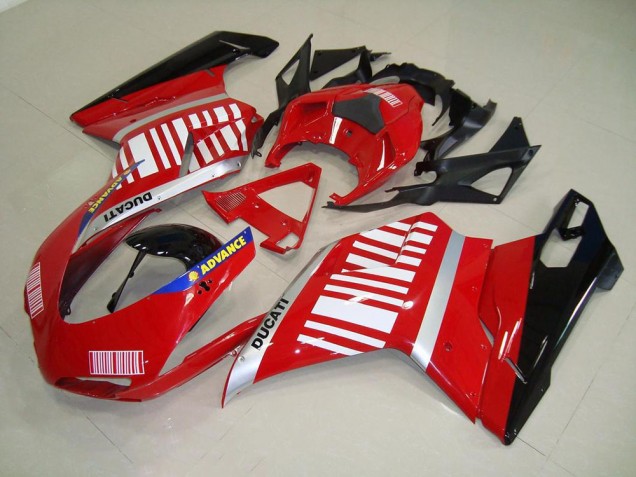 Rot Weiß Ducati 848 1098 1198 2007-2014 Motorrad Verkleidung Rot Weiß Ducati 848 1098 1198 2007-2014 Motorrad Verkleidung