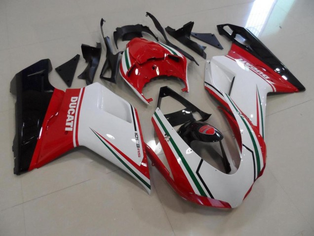 Rot Weiß Ducati 848 1098 1198 2007-2014 Motorrad Verkleidungen Rot Weiß Ducati 848 1098 1198 2007-2014 Motorrad Verkleidungen