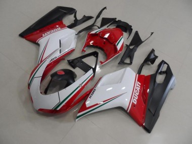 Rot Weiß Ducati 848 1098 1198 2007-2014 Motorrad Vollverkleidung