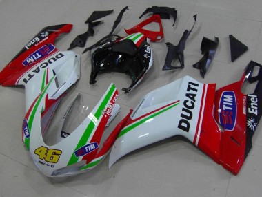 Rot Weiß Gelb 46 Ducati 848 1098 1198 2007-2014 Motorrad Verkleidungen