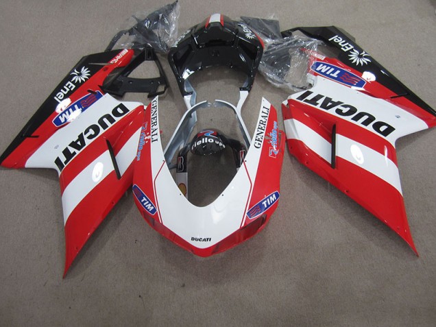 Rot Weiß Generali Tim Ducati 1098 2007-2014 Motorrad Verkleidungen Rot Weiß Generali Tim Ducati 1098 2007-2014 Motorrad Verkleidungen