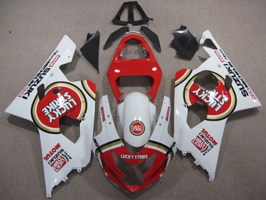 Rot Weiß Lucky Strike Motul Suzuki GSXR 600 K4 2004-2005 Motorrad Verkleidungen