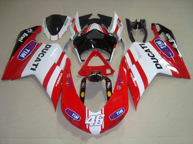 Rot Weiß Tim 46 Ducati 1098 2007-2014 Motorrad Verkleidungen Rot Weiß Tim 46 Ducati 1098 2007-2014 Motorrad Verkleidungen