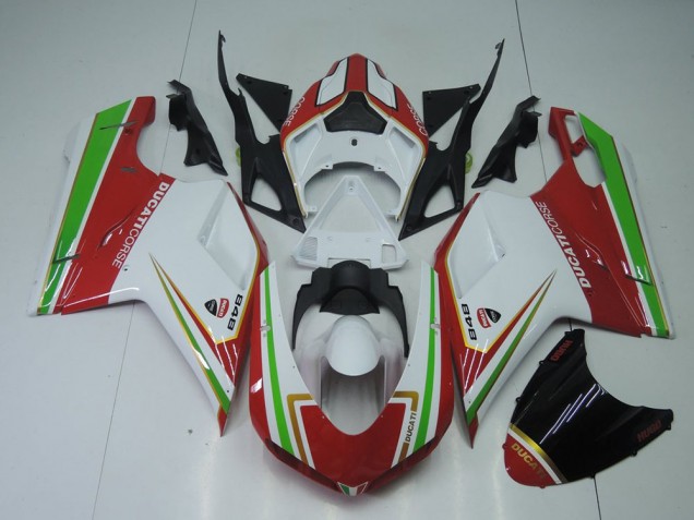 Rot Weiß Und Grün Ducati 848 1098 1198 2007-2014 Motorrad Verkleidungen Rot Weiß Und Grün Ducati 848 1098 1198 2007-2014 Motorrad Verkleidungen