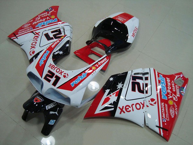 Rot Weiß Xerox 21 Ducati 748 916 996 996S 1993-2005 Motorrad Vollverkleidung Rot Weiß Xerox 21 Ducati 748 916 996 996S 1993-2005 Motorrad Vollverkleidung