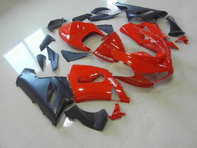 Rot und Matt Schwarz Kawasaki ZX6R 2005-2006 Motorrad Verkleidungen Rot und Matt Schwarz Kawasaki ZX6R 2005-2006 Motorrad Verkleidungen