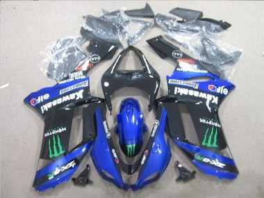 Schwarz Blau Grün Monster Kawasaki ZX6R 2007-2008 Motorrad Verkleidung