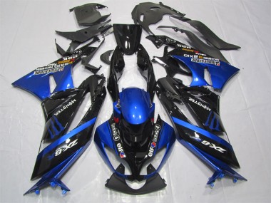 Schwarz Blaus Monster Kawasaki ZX6R 2009-2012 Motorrad Verkleidungen