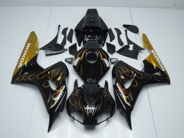 Schwarz Gold Flamme Honda CBR 1000 RR 2006-2007 Motorrad Verkleidungen