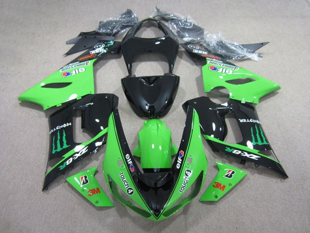 Schwarz Grün 3M Touch4 Monster Kawasaki ZX6R 2005-2006 Motorrad Verkleidungen Schwarz Grün 3M Touch4 Monster Kawasaki ZX6R 2005-2006 Motorrad Verkleidungen