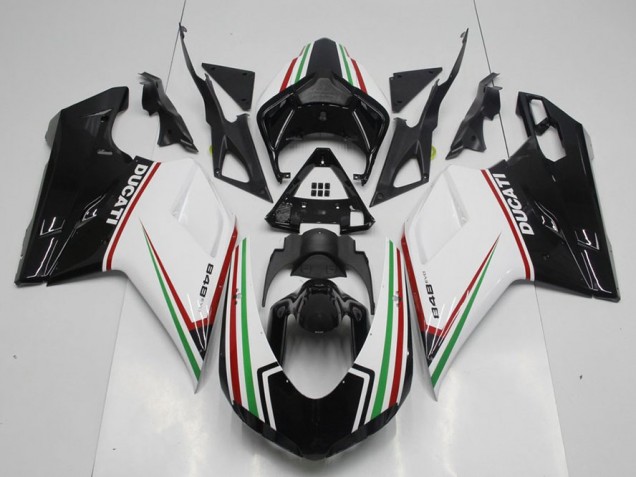 Schwarz Grün und Weiß Ducati 848 1098 1198 2007-2014 Motorrad Verkleidungen Schwarz Grün und Weiß Ducati 848 1098 1198 2007-2014 Motorrad Verkleidungen